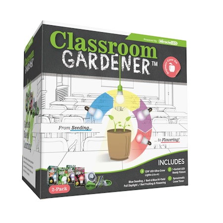 Miracle Led Classroom Gardener 1-Socket Corded Beginner LED Grow Kit w/ Timer Controls, 2PK 607977